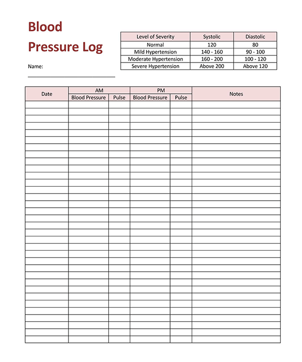  free printable blood pressure log sheets uk