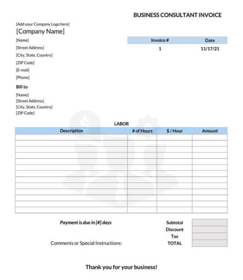 consulting services invoice template