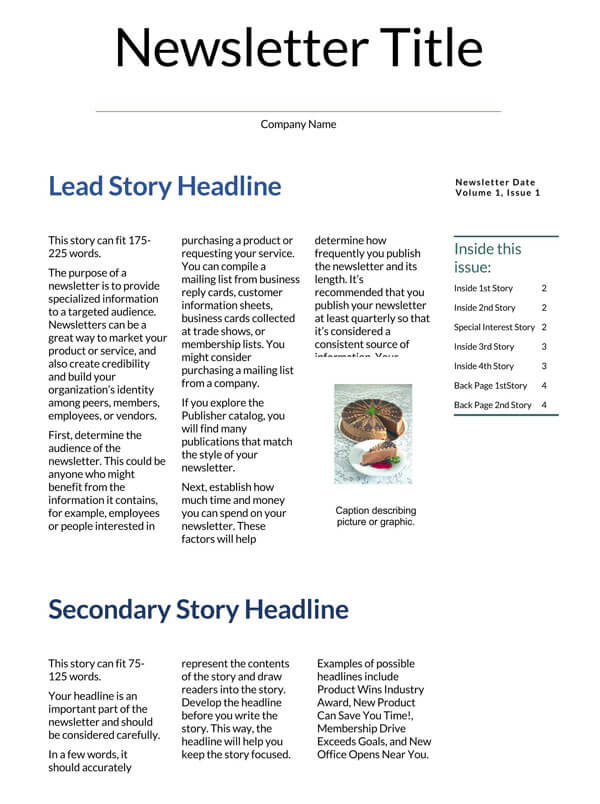 Downloadable Newsletter Template in Word Format
