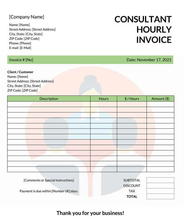 Free Hourly Consultant Invoice Template - Editable PDF Sample