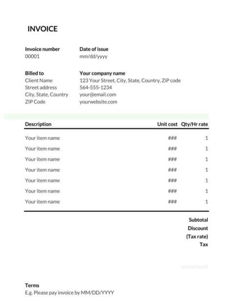 consulting invoice template word