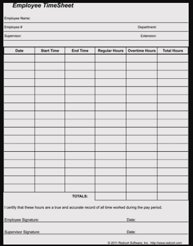 Editable Employee Time Sheet Template for Word
