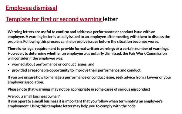 Sample warning letter for employees