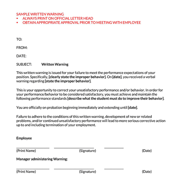  warning letter to employee for unacceptable behaviour pdf 01