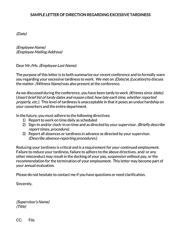 Free Warning Letter to Employee 49 for Word