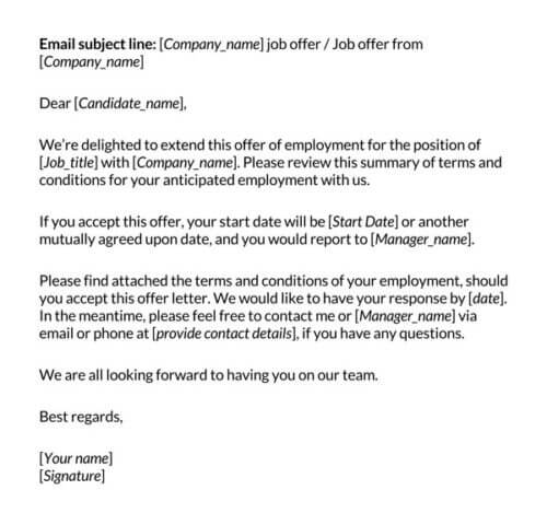 simple job offer letter format in word