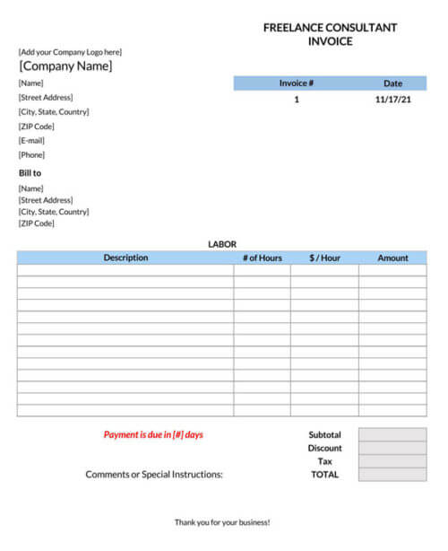 consulting invoice template uk
