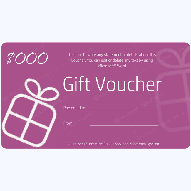 Customizable Gift Certificate Example