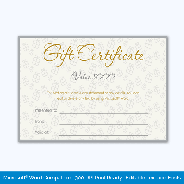 Customizable Gift Certificate Format