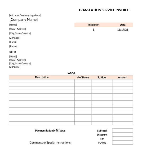 Editable Consultant Invoice Form