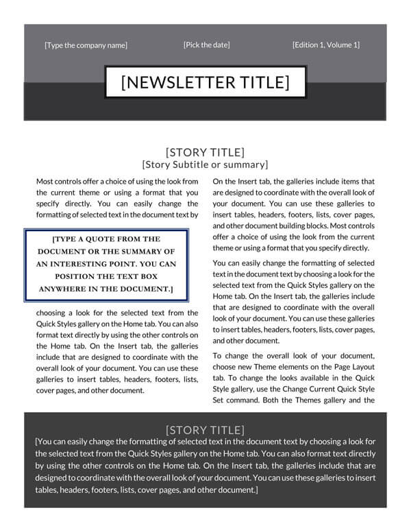 Printable Newsletter Template for Business