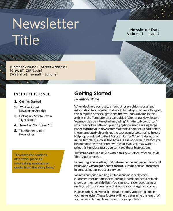 High-Quality Newsletter Template Example
