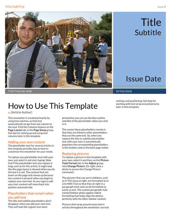 Free Printable Newsletter Template in PDF