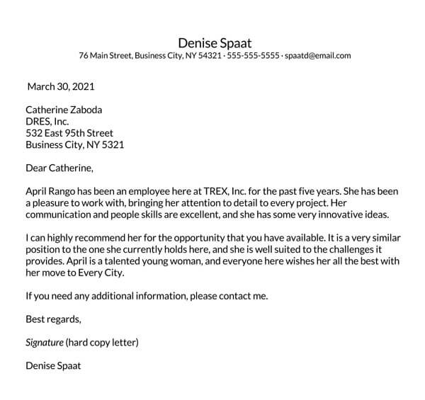 Editable Business Reference Letter Template