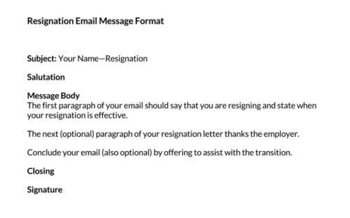 Resignation Email Sample Format
