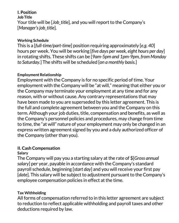Free Job Offer Letter Example Template