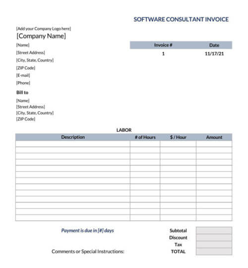 simple consulting invoice template