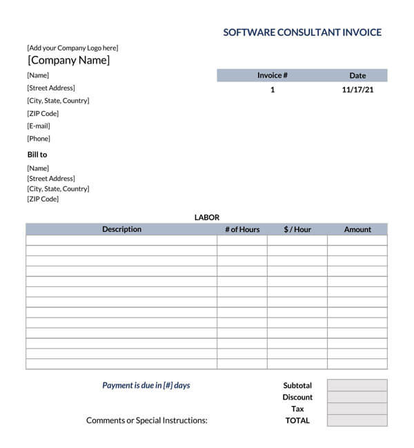 Free Consultant Invoice PDF