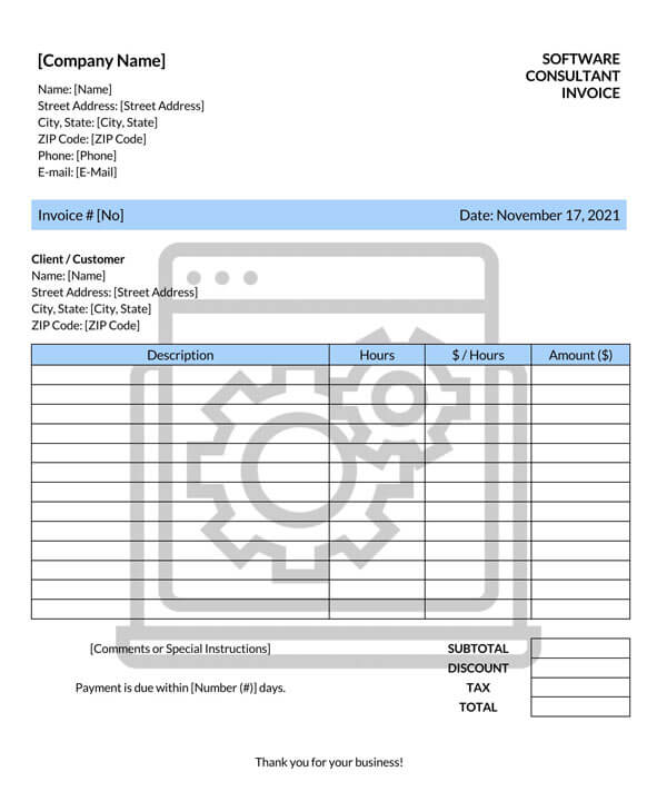 Free Software Consultant Invoice Template