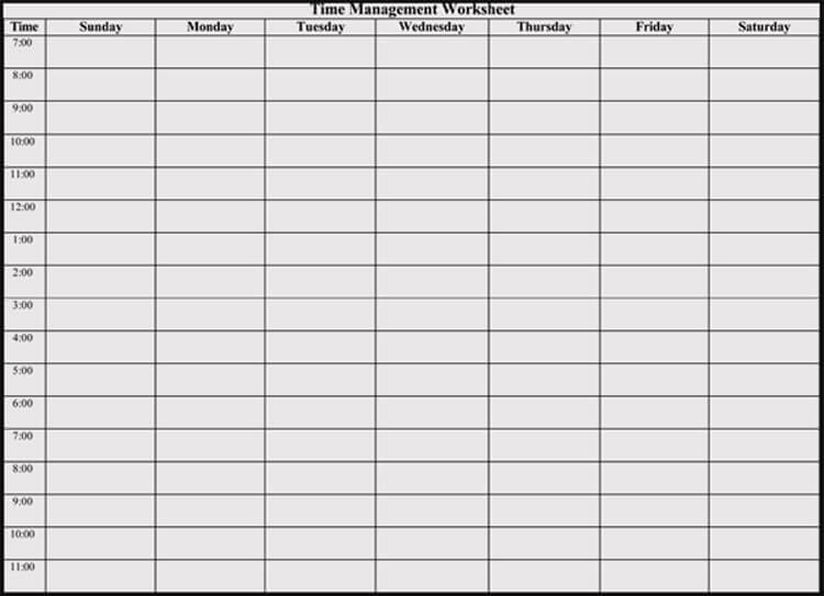 Printable Time Management Log Template for Word
