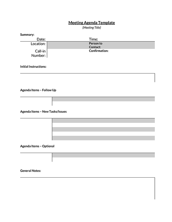 agenda template for meeting 06