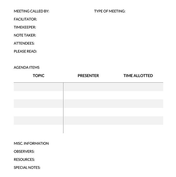 Free Editable Meeting Agenda Template 18 for Word
