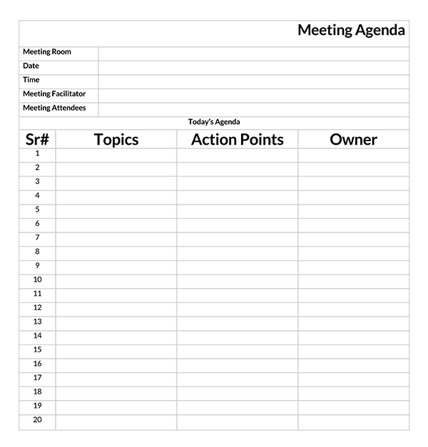 Great Printable Meeting Agenda Template 22 for Word Document