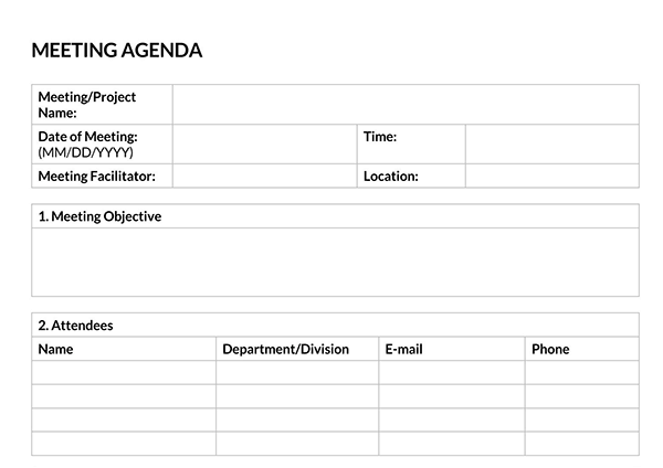 Free Editable Meeting Agenda Template 04 as Word Document