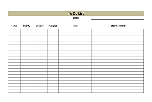 Checklist Template - Example for Easy Planning