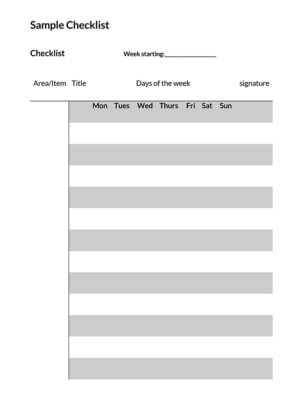 Sample Checklist Template - Editable for Your Needs
