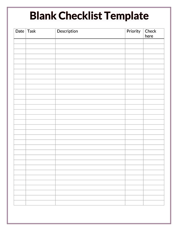 Free Checklist Template - Printable and Ready to Use