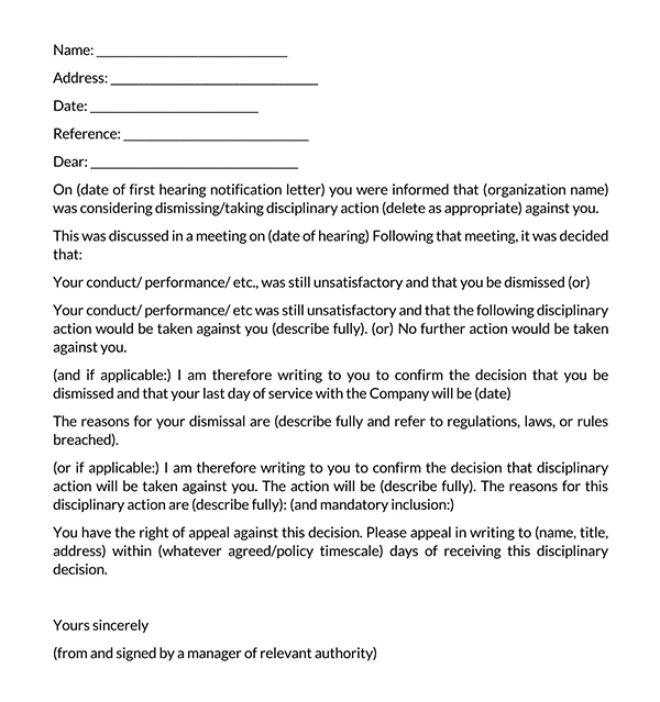 Sample Contract Termination Letter Format