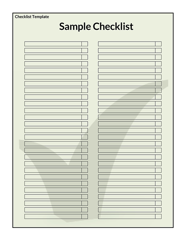 Sample Checklist Template - Editable and Customizable