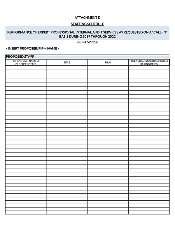 Free example of an employee schedule template in PDF format