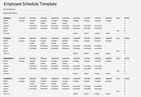 Word document employee schedule template for seamless scheduling