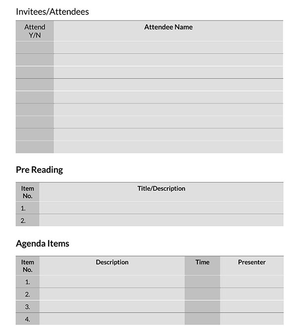 Free Editable Meeting Agenda Template 02 as Word Document