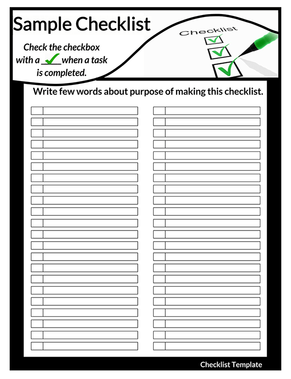 Free Checklist Template - Editable and Ready to Print