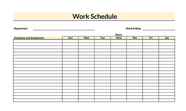Excel Employee Schedule Template - Free Sample