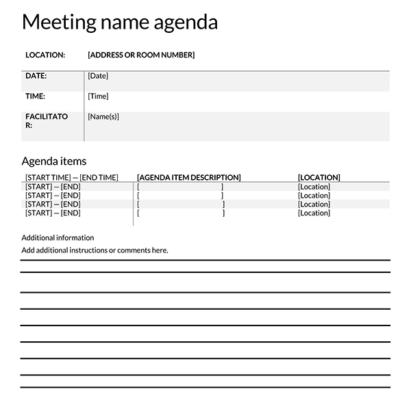 Free Editable Meeting Agenda Template 05 as Word Document