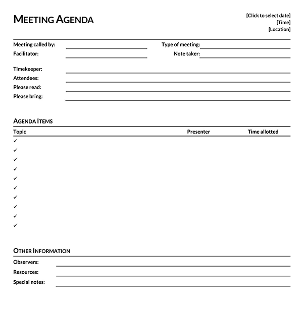 meeting agenda template pdf