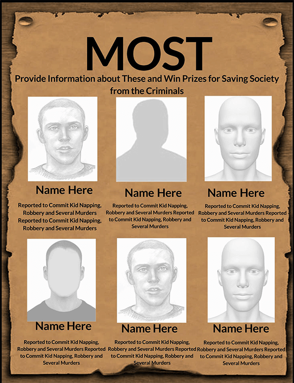 Wanted Poster Template Design - Word and PDF Versions