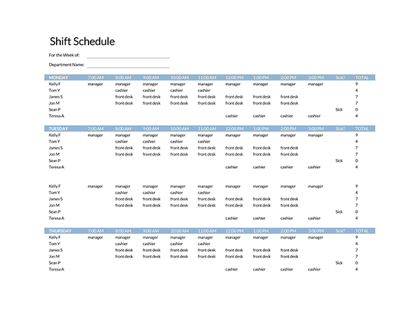 PDF format employee schedule template for hassle-free sharing