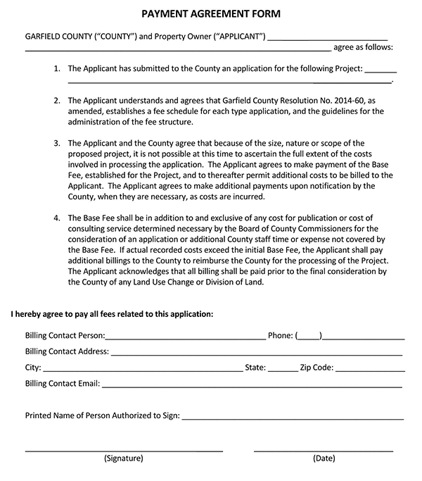 Downloadable Payment Agreement PDF - Example Template