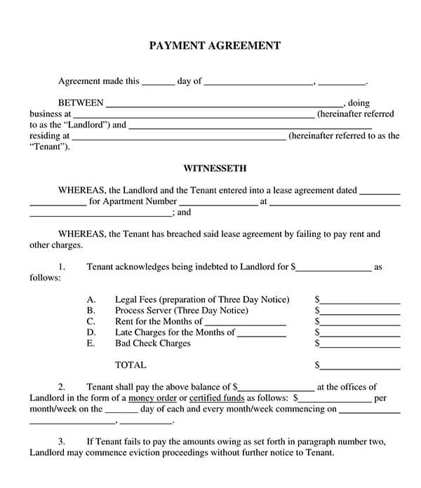 payment agreement template free
