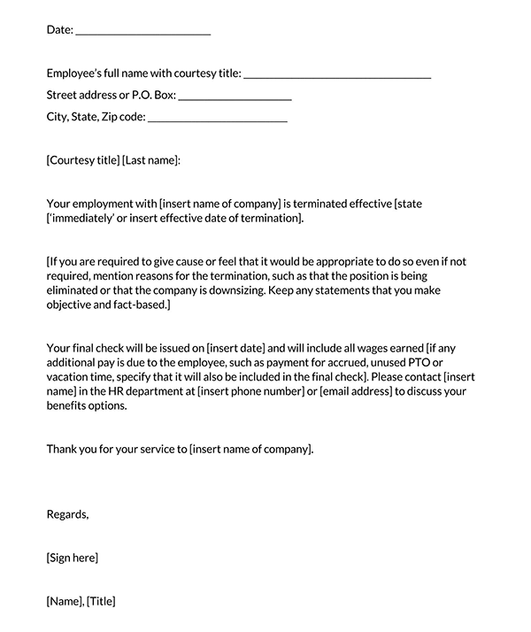 Free Contract Termination Letter Example