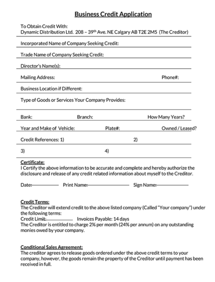 40 Free Credit Application Forms and Samples