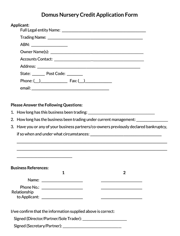 simple credit application form 06