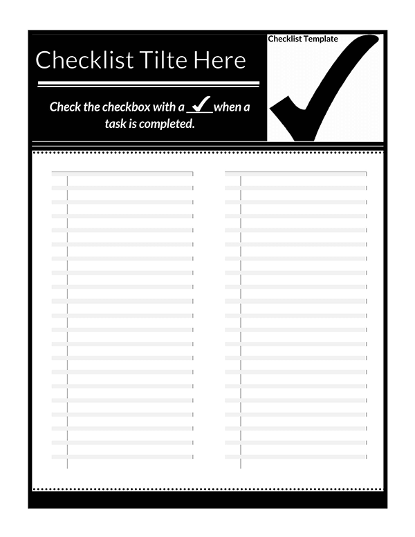 Checklist Template - Downloadable and Printable Form