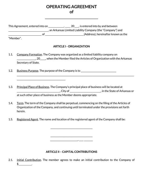 Operating agreement word doc