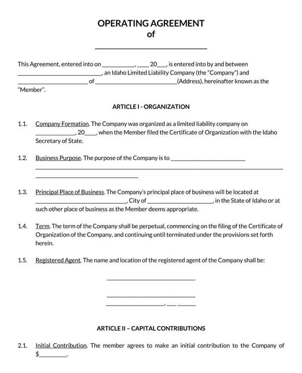 Free Idaho LLC Operating Agreement Template (Word/PDF)